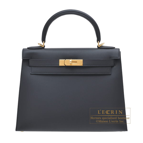 Hermes　Kelly bag 28　Sellier　Black　Sombrero leather　Gold hardware