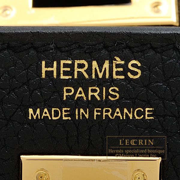 Hermes Kelly 25 Retourne Noir (Black) Togo Gold Hardware #C