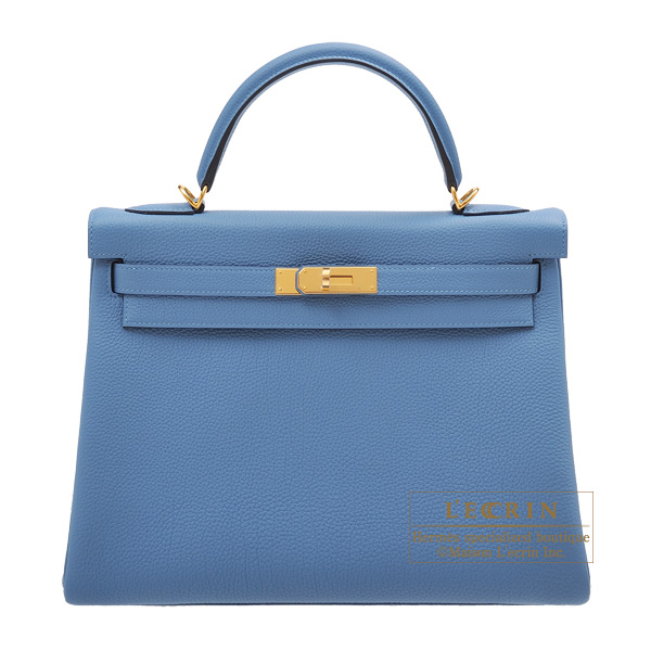 Hermes Kelly Bag Epsom Leather Gold Hardware In Sky Blue