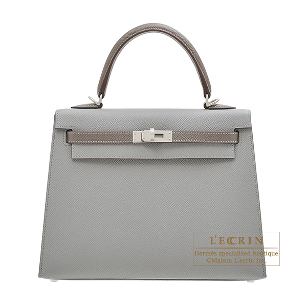 Hermes　Personal Kelly bag 25　Sellier　Gris mouette/　Etain　Epsom leather　Matt silver hardware