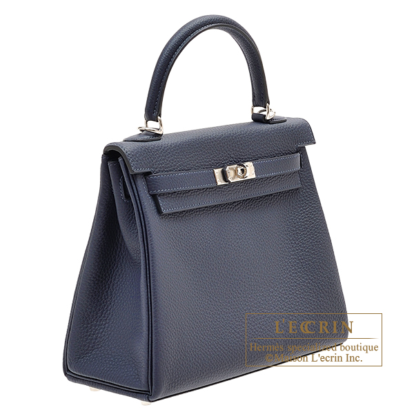 Hermes Kelly Handbag Bleu Nuit Togo with Gold Hardware 28 at