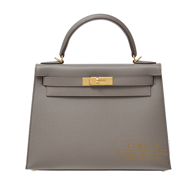 Hermes Kelly 20 Mini Sellier Bag Etain Epsom Leather Gold Hardware