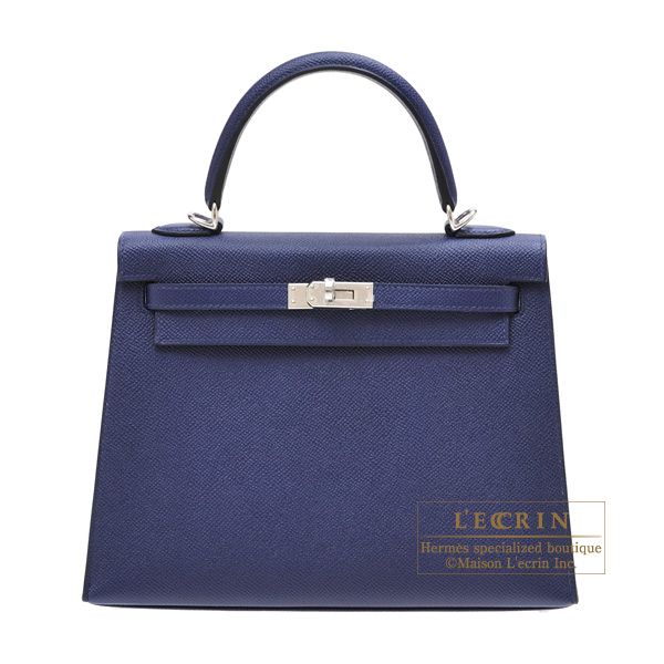 Hermes　Kelly bag 25　Sellier　Blue encre　Epsom leather　Silver hardware