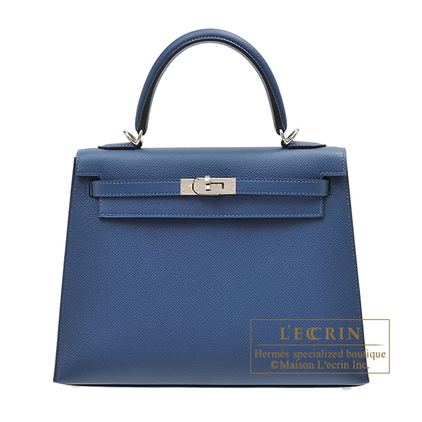 Hermes　Kelly bag 25　Sellier　Deep blue　Epsom leather　Silver hardware