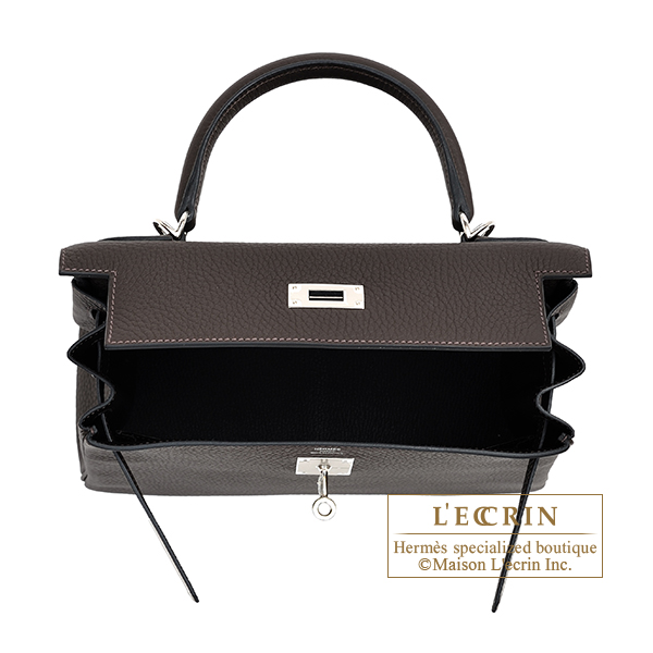 Hermes Kelly bag 28 Retourne Black Togo leather Silver hardware