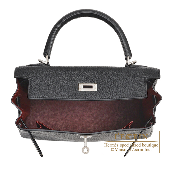 Hermes Black Epsom Leather Palladium Finish Kelly Sellier 28 Bag