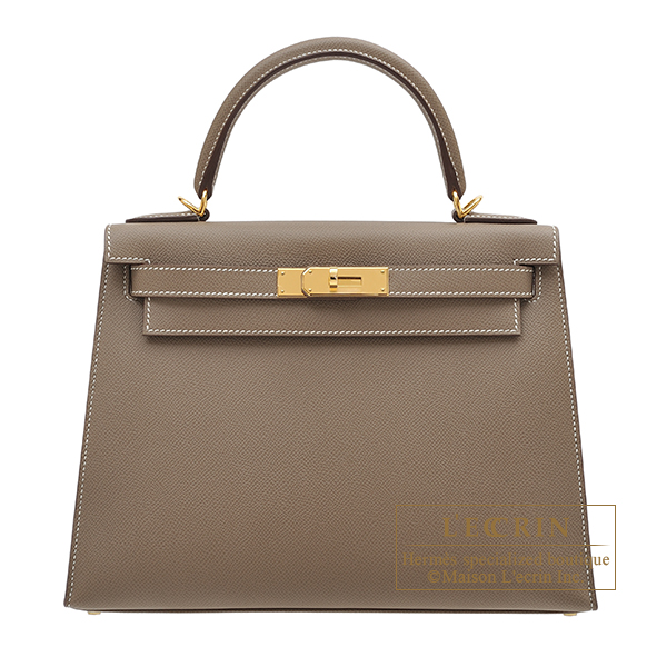 Hermes　Personal Kelly bag 28　Sellier　Etoupe grey　Epsom leather　Gold hardware