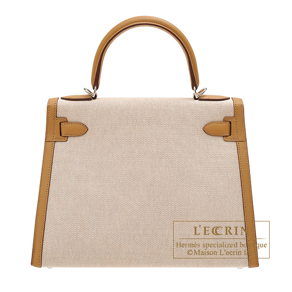 Hermes Sellier Vintage Beige Cotton Canvas Summer Beach Bag