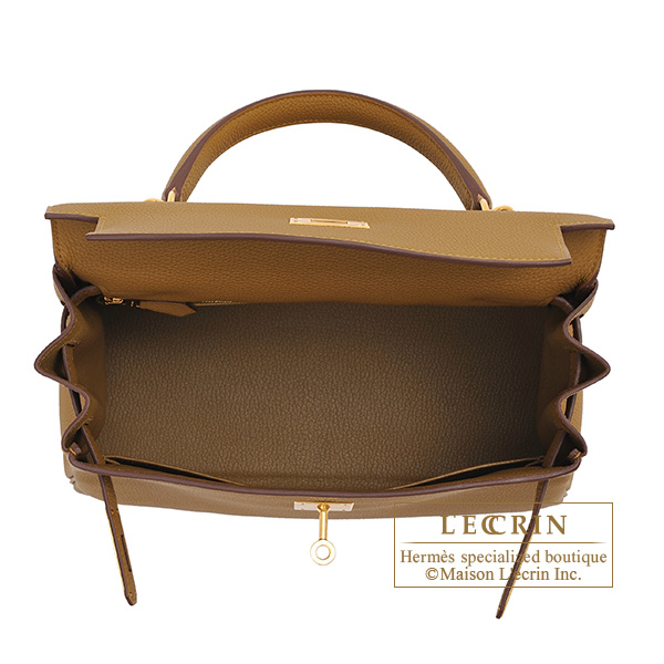 Hermes Kelly bag 28 Retourne Gold Togo leather Gold hardware