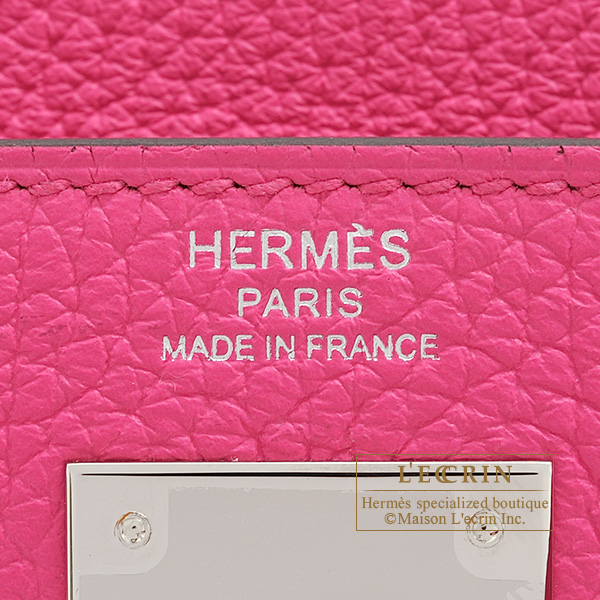Hermes　Kelly bag 28　Retourne　Rose shocking　Clemence leather　Silver hardware