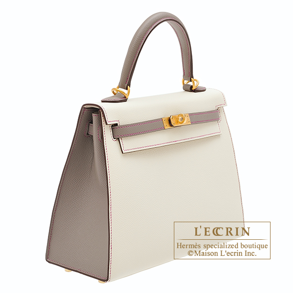 Hermes Craie & Gris Asphalte HSS Epsom Mini Kelly II 20 cm Bag Pochette Clutch