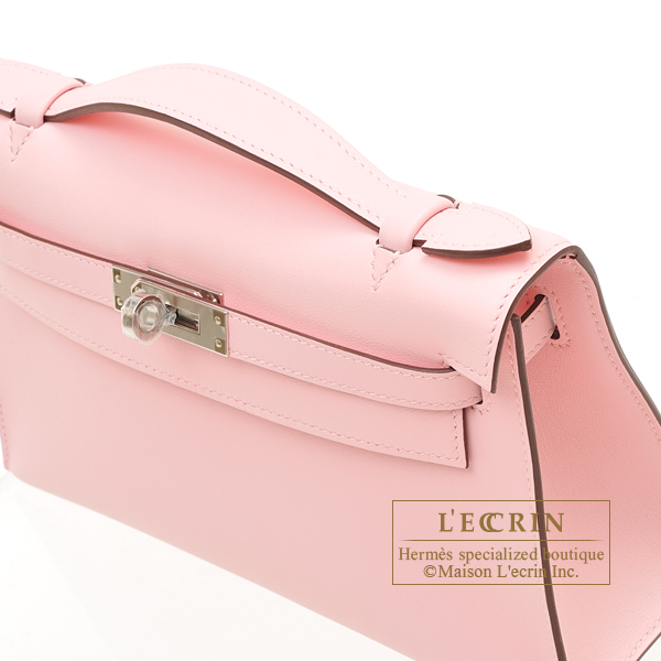 Hermes Rose Sakura Swift Leather Kelly Pochette With