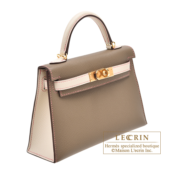Hermes Personal Kelly bag mini Sellier Etoupe grey/ Craie Epsom