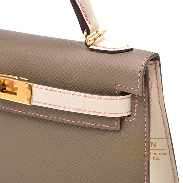 Hermes　Personal Kelly bag mini　Sellier　Craie/Etoupe grey　Epsom leather　Gold  hardware