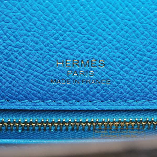 Hermes Kelly 28 Sellier Blue Indigo Epsom Leather Gold Hardware
