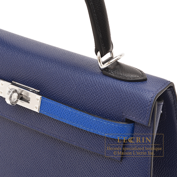 Hermes Kelly bag 25 Sellier Blue saphir Epsom leather Silver