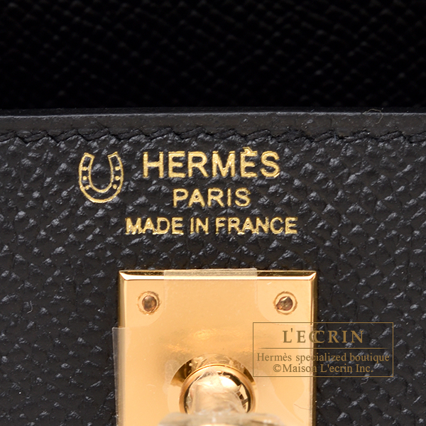 Hermes Personal Kelly bag 25 Sellier Black/ White Epsom leather