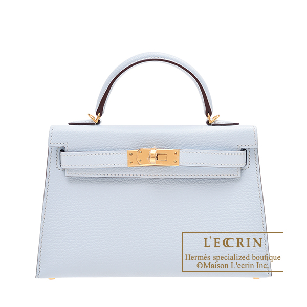 Hermes Kelly Mini Pochette Bag Epsom Leather Gold Hardware In Sky Blue