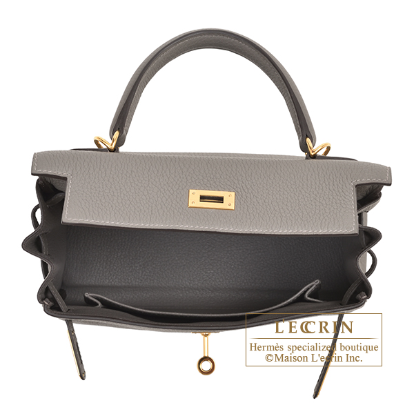 A GRIS MEYER TOGO LEATHER RETOURNÉ KELLY 25 WITH GOLD HARDWARE