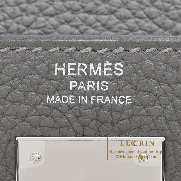 Hermes Kelly Retourne 28 Gris Meyer Clemence Gold Hardware