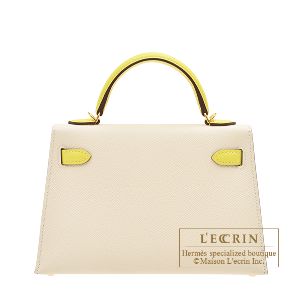 Hermes Personal Kelly bag mini Sellier Nata/Lime Epsom leather