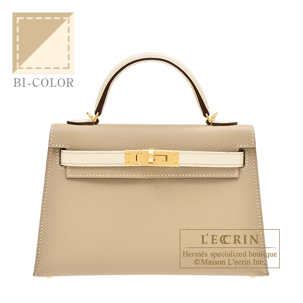 Hermes　Personal Kelly bag mini　Sellier　Trench/　Nata　Epsom leather　Gold hardware