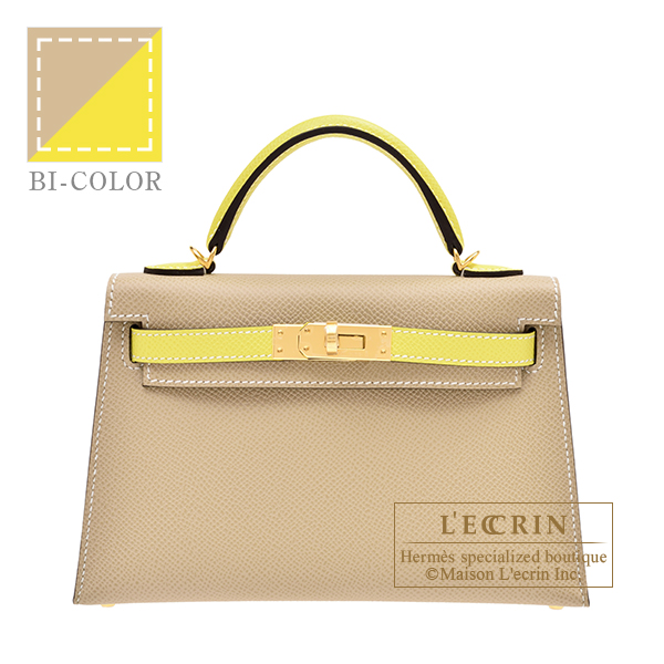 Hermes Personal Kelly bag 25 Sellier Etoupe grey/ Craie Epsom leather Gold  hardware