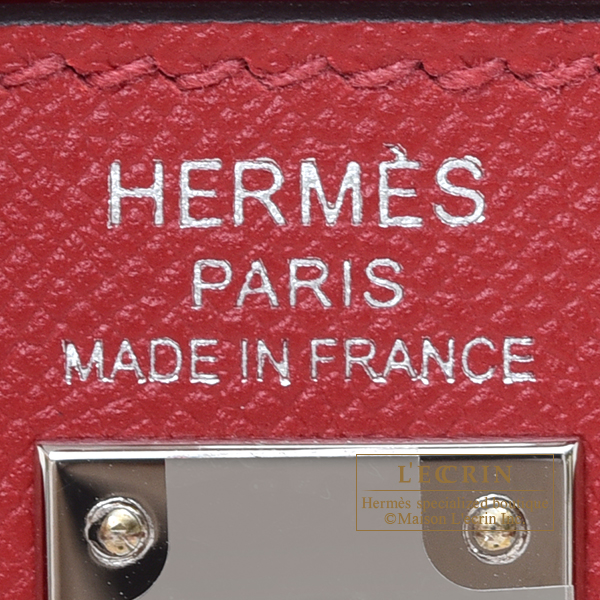 Hermes Kelly 25 Outer Sewing Epson Handbag Rose Purple Silver Metal  Fittings C Engraved