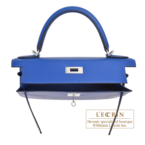 Hermes Kelly bag 28 Sellier Blue france Epsom leather Silver