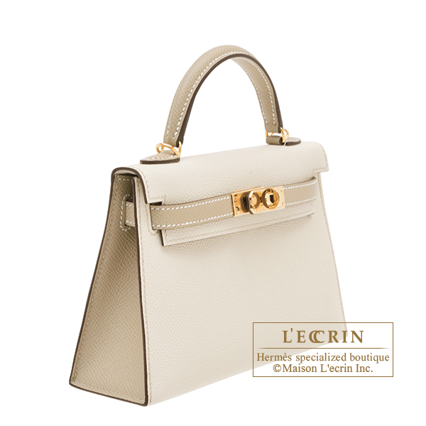 Hermes Personal Kelly bag mini Sellier Craie/Gold Epsom leather Gold  hardware