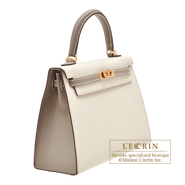 Hermes Personal Birkin Sellier bag 25 Gris asphalt/ Craie Epsom leather  Matt gold hardware