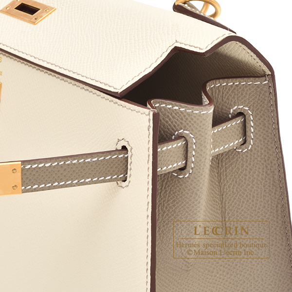Hermes Personal Birkin Sellier bag 25 Craie/ Gris asphalt Epsom leather  Matt gold hardware