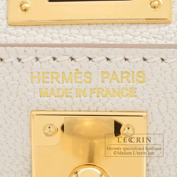 Hermes Mini Kelly 20 Sellier Mushroom Bag Chevre Gold Hardware