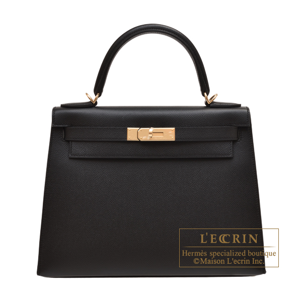 Hermes　Kelly bag 28　Sellier　Black　Epsom leather　Champagne gold hardware