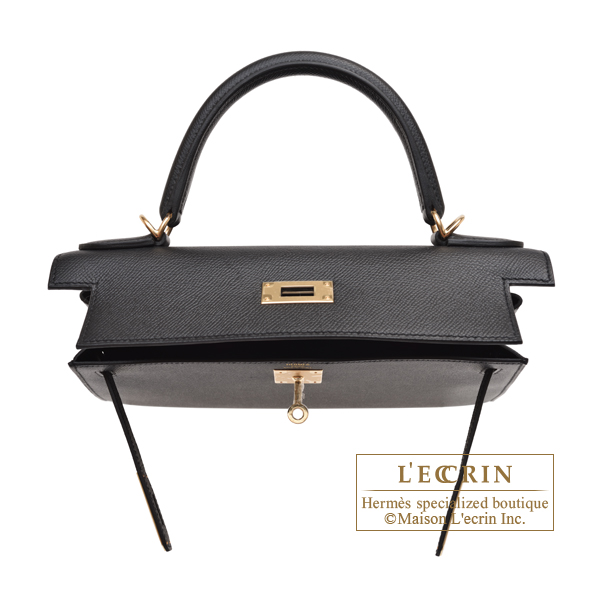 Hermes Kelly bag 28 Sellier Black Epsom leather Gold hardware
