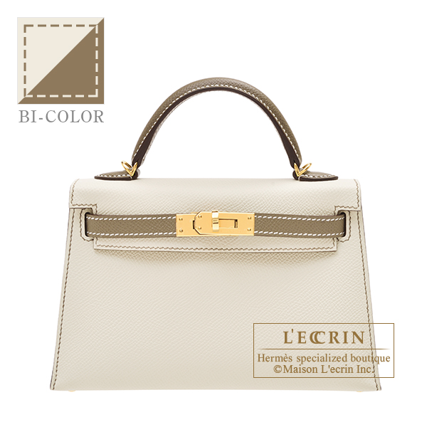 Hermes KELLY 20 bag Vintage Gray Ostrich Mini gold hardware mint