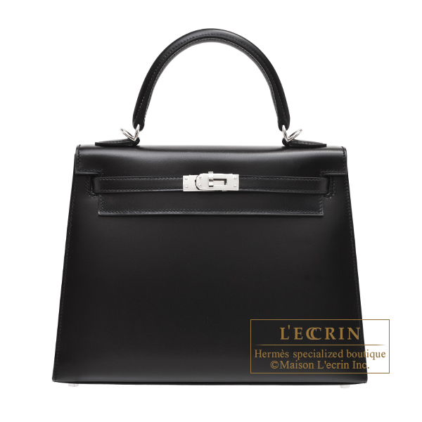 Hermes　Kelly bag 25　Sellier　Black　Box calf leather　Silver hardware