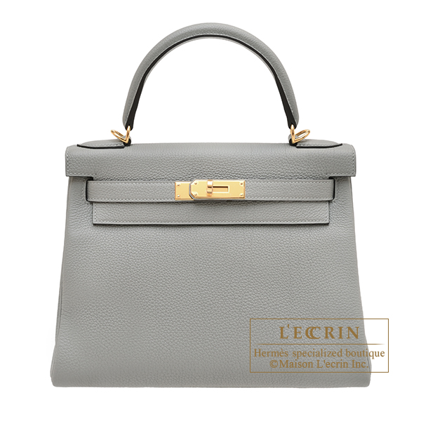 Hermes　Kelly bag 28　Retourne　Gris mouette　Togo leather　Gold hardware