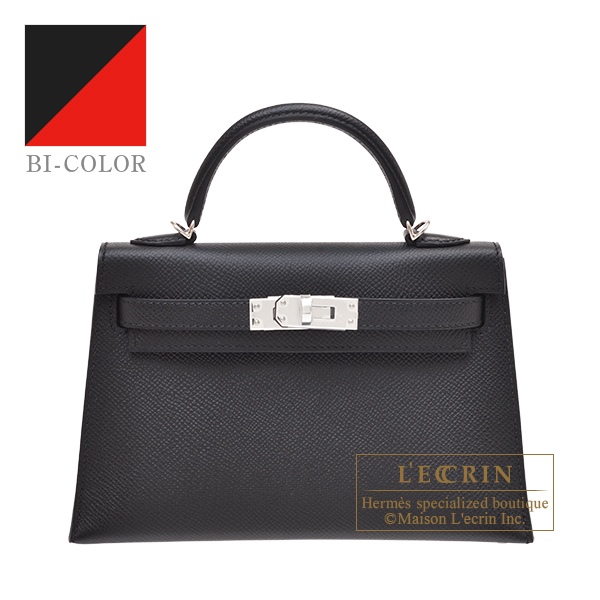 Hermes　Personal Kelly bag mini　Sellier　Black/Rouge coeur　Epsom leather　Silver hardware