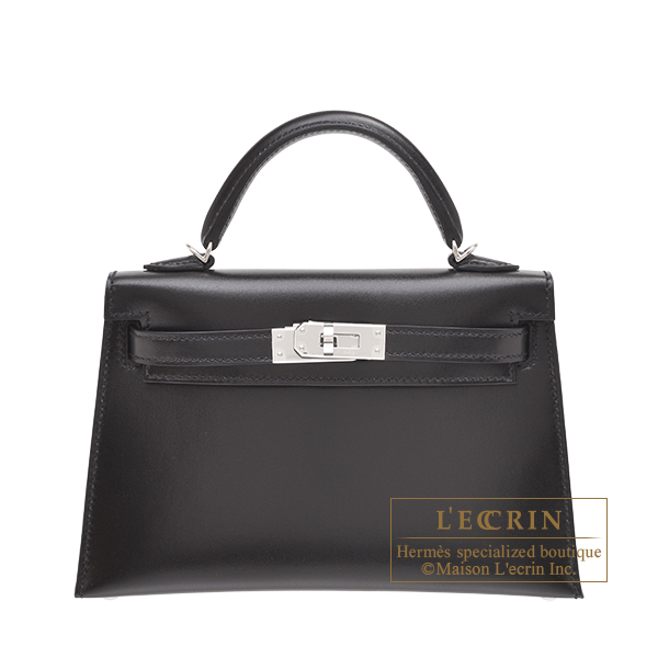 Hermes　Kelly bag mini　Sellier　Black　Box calf leather　Silver hardware