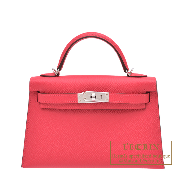 Hermes　Kelly bag mini　Sellier　Rose extreme　Epsom leather　Silver hardware