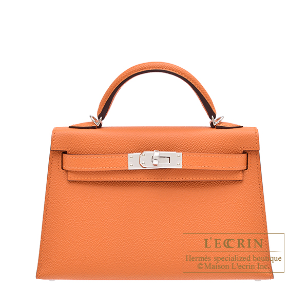 Hermes　Kelly bag mini　Sellier　Orange　Epsom leather　Silver hardware