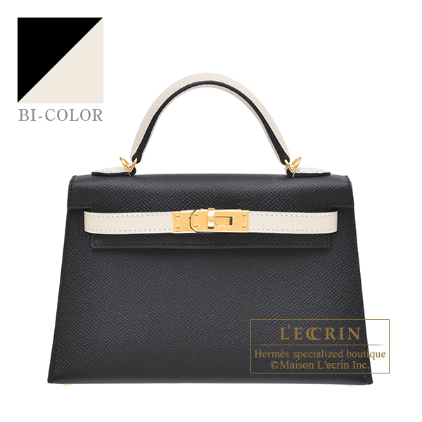 Hermes　Personal Kelly bag mini　Sellier　Black/Craie　Epsom leather　Gold hardware