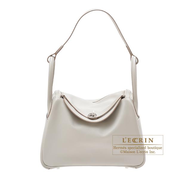 Hermes Lindy Bag 30 Pearl Grey Evercolor Leather Silver    