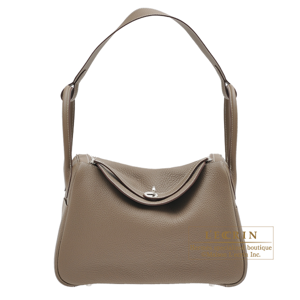 Hermes Lindy bag 34 Etoupe grey Clemence leather Silver hardware