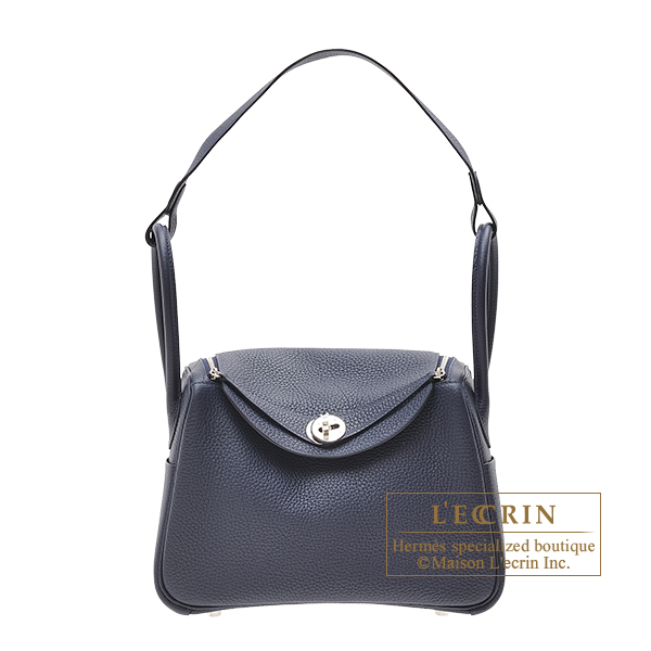 Hermes Lindy bag mini Blue nuit Clemence leather Gold hardware