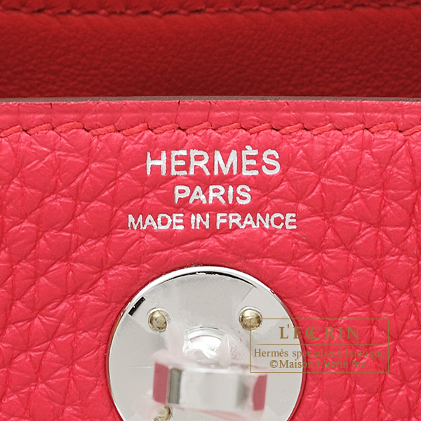 Hermes Lindy bag mini Rose extreme Clemence leather Silver hardware