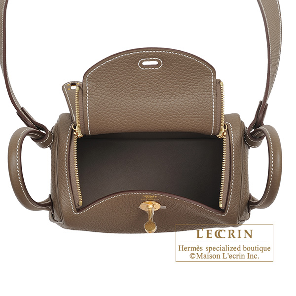 Only 3750.00 usd for Hermes Mini Lindy Etoupe Clemence Gold