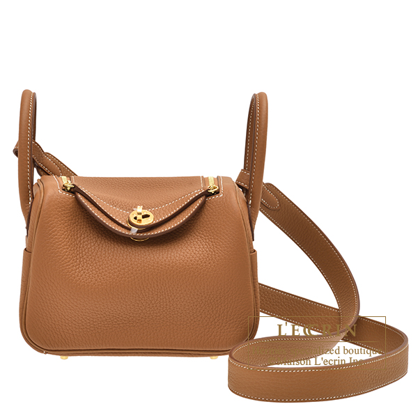 Hermes Lindy bag mini Gold Clemence leather Gold hardware