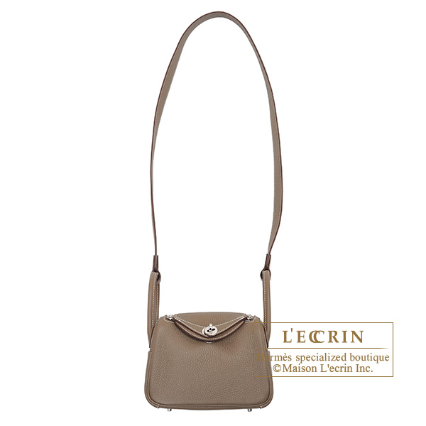 Hermes　Lindy bag mini　Etoupe grey　Clemence leather　Silver hardware